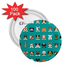 Different Type Vector Cartoon Dog Faces 2 25  Buttons (100 Pack)  by Bedest