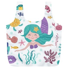 Set Cute Mermaid Seaweeds Marine In Habitants Full Print Recycle Bag (xl) by Bedest