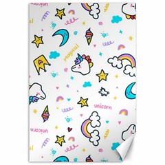 Unicorns Rainbows Seamless Pattern Canvas 24  X 36  by Bedest