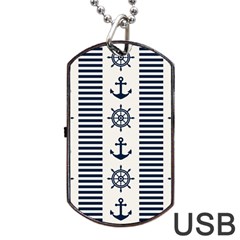 Nautical Seamless Pattern Vector Illustration Dog Tag Usb Flash (two Sides) by Bedest