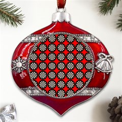 Dart Board Metal Snowflake And Bell Red Ornament by Dutashop