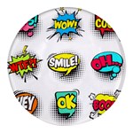 Set Colorful Comic Speech Bubbles Round Glass Fridge Magnet (4 pack) Front