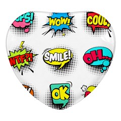 Set Colorful Comic Speech Bubbles Heart Glass Fridge Magnet (4 Pack) by Hannah976