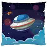 Ufo Alien Spaceship Galaxy Large Premium Plush Fleece Cushion Case (Two Sides) Front