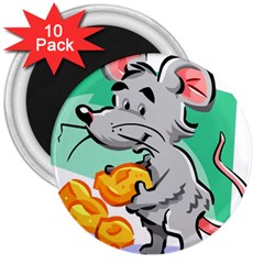 Mouse Cheese Tail Rat Mice Hole 3  Magnets (10 Pack)  by Sarkoni