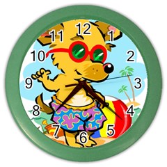 Beach Chihuahua Dog Pet Animal Color Wall Clock by Sarkoni