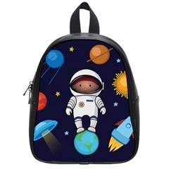 Boy Spaceman Space Rocket Ufo Planets Stars School Bag (small) by Ndabl3x