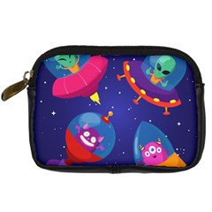 Cartoon Funny Aliens With Ufo Duck Starry Sky Set Digital Camera Leather Case by Ndabl3x