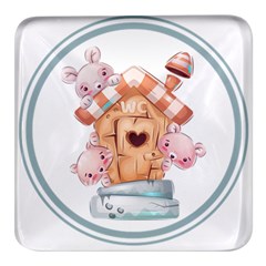 House Pet Animal Cute Square Glass Fridge Magnet (4 Pack) by Sarkoni