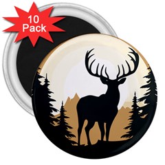 Deer Wildlife Nature 3  Magnets (10 Pack)  by Sarkoni