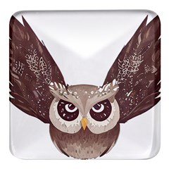 Owl Bird Feathers Square Glass Fridge Magnet (4 Pack) by Sarkoni