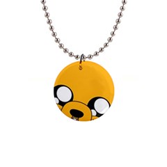 Adventure Time Cartoon Face Funny Happy Toon 1  Button Necklace by Bedest