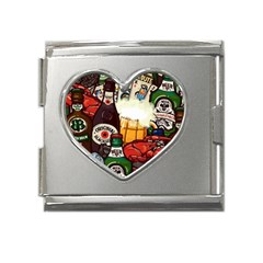 Graffiti Go Art Mega Link Heart Italian Charm (18mm) by Bedest