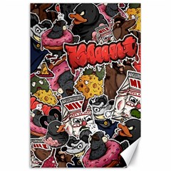 Stickerbomb Crazy Graffiti Graphite Monster Canvas 24  X 36  by Bedest