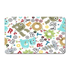 Seamless Pattern Vector With Funny Robots Cartoon Magnet (rectangular) by Hannah976