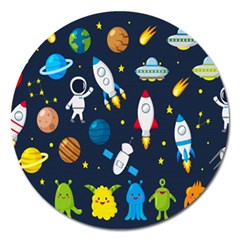 Big Set Cute Astronauts Space Planets Stars Aliens Rockets Ufo Constellations Satellite Moon Rover V Magnet 5  (round) by Hannah976