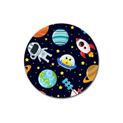 Space Seamless Pattern Illustration Magnet 3  (round) by Hannah976