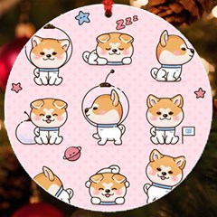 Set Kawaii Smile Japanese Dog Akita Inu Cartoon Uv Print Acrylic Ornament Round by Hannah976