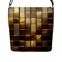 Golden Mosaic Tiles  Flap Closure Messenger Bag (l) by essentialimage