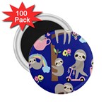 Hand Drawn Cute Sloth Pattern Background 2.25  Magnets (100 pack)  Front