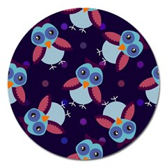 Owl Pattern Background Magnet 5  (round) by Hannah976