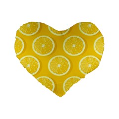 Lemon Fruits Slice Seamless Pattern Standard 16  Premium Heart Shape Cushions by Ravend