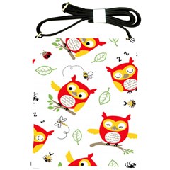 Seamless Pattern Vector Owl Cartoon With Bugs Shoulder Sling Bag by Apen