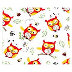 Seamless Pattern Vector Owl Cartoon With Bugs Premium Plush Fleece Blanket (small) by Apen