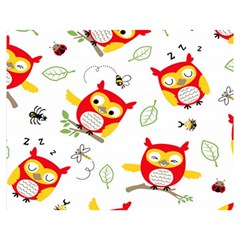 Seamless Pattern Vector Owl Cartoon With Bugs Premium Plush Fleece Blanket (medium) by Apen