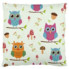 Forest Seamless Pattern With Cute Owls Large Premium Plush Fleece Cushion Case (one Side) by Apen