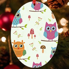 Forest Seamless Pattern With Cute Owls Uv Print Acrylic Ornament Oval by Apen