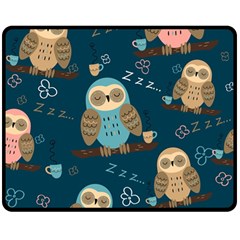 Seamless Pattern Owls Dreaming Two Sides Fleece Blanket (medium) by Apen