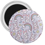 Seamless Pattern With Cute Rabbit Character 3  Magnets Front