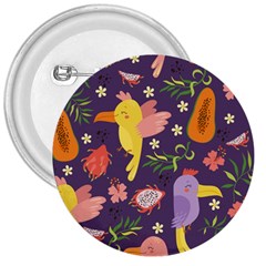 Exotic Seamless Pattern With Parrots Fruits 3  Buttons by Ravend