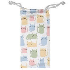 Cute Cat Colorful Cartoon Doodle Seamless Pattern Jewelry Bag by Ravend