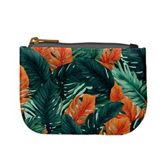 Green Tropical Leaves Mini Coin Purse by Jack14