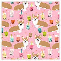 Corgi Bubble Boba Tea Pink Pattern Lightweight Scarf  by Cendanart