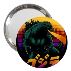 Godzilla Retrowave 3  Handbag Mirrors by Cendanart