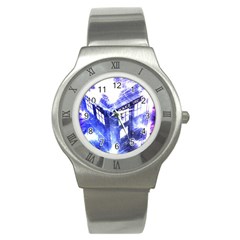 Tardis Doctor Who Blue Travel Machine Stainless Steel Watch by Cendanart