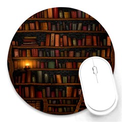 Books Library Round Mousepad by Ket1n9