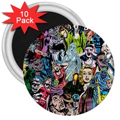 Vintage Horror Collage Pattern 3  Magnets (10 Pack)  by Ket1n9