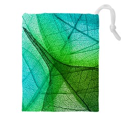 Sunlight Filtering Through Transparent Leaves Green Blue Drawstring Pouch (5xl) by Ket1n9