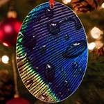 Peacock Feather Retina Mac UV Print Acrylic Ornament Oval Front