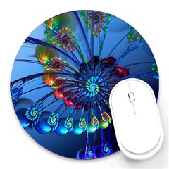 Top Peacock Feathers Round Mousepad by Ket1n9