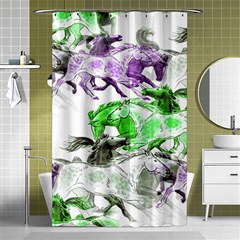 Horse Horses Animal World Green Shower Curtain 48  X 72  (small)  by Ket1n9