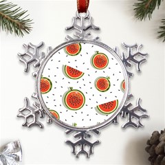 Seamless Background Pattern-with-watermelon Slices Metal Large Snowflake Ornament by Ket1n9