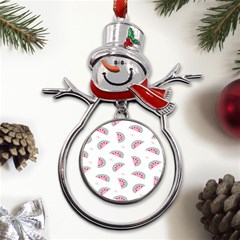 Seamless Background With Watermelon Slices Metal Snowman Ornament by Ket1n9