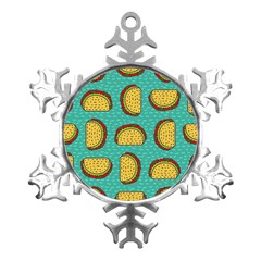 Taco Drawing Background Mexican Fast Food Pattern Metal Small Snowflake Ornament by Ket1n9