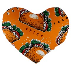 Seamless Pattern With Taco Large 19  Premium Heart Shape Cushions by Ket1n9