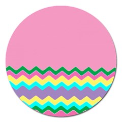 Easter Chevron Pattern Stripes Magnet 5  (round) by Hannah976